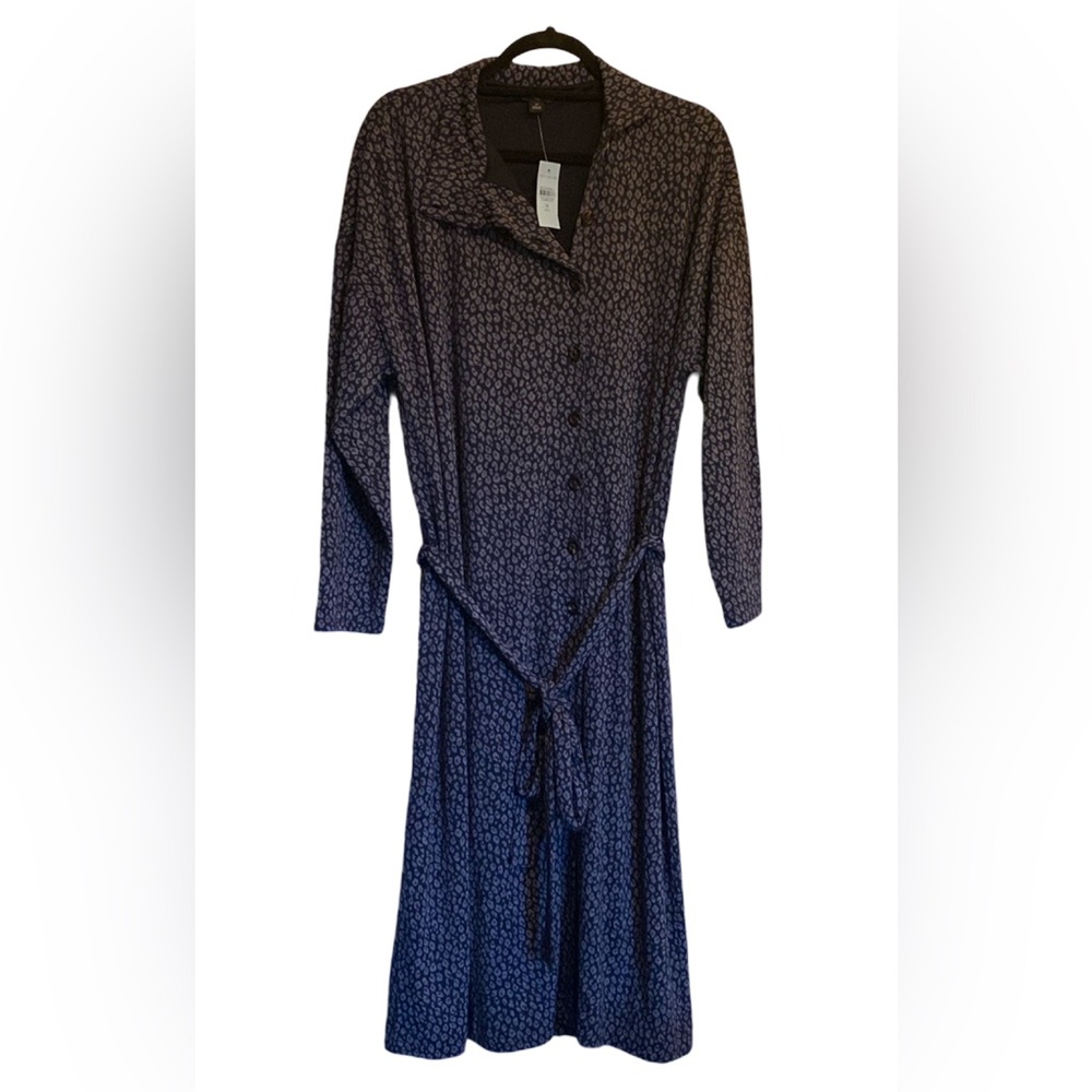 Ann Taylor Navy and Black Printed Maxi Shirt Dress (NWOT)